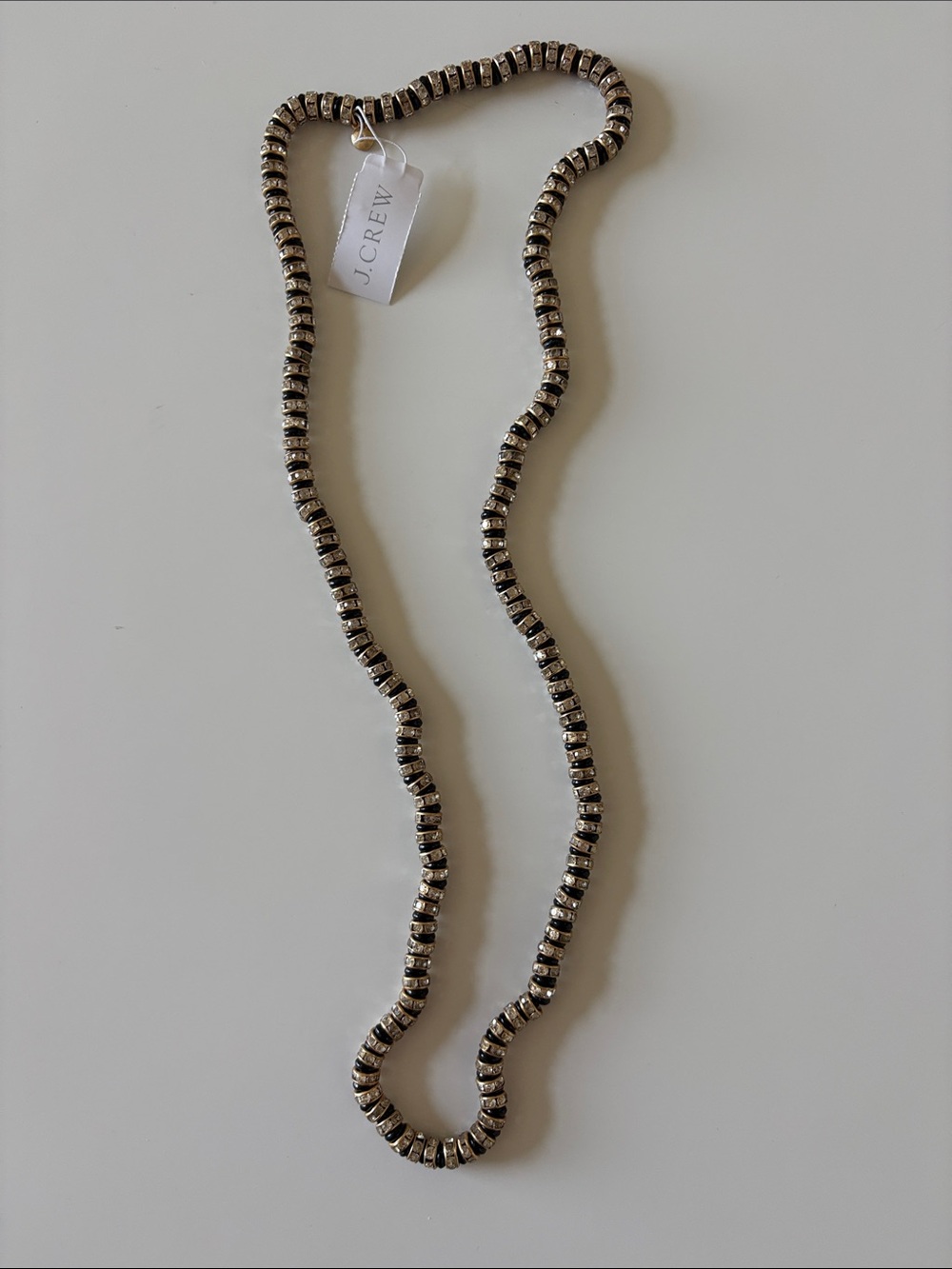 NWT J Crew Black Striped Crystal Necklace - Picture 6 of 9